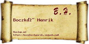 Boczkó Henrik névjegykártya